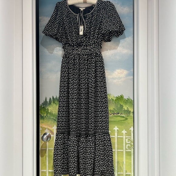 Max Studio London Black & White Polka Dot Maxi Dress NWT